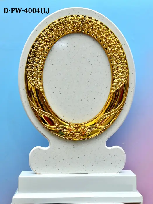 Oval marble award plaque with gold decorative border